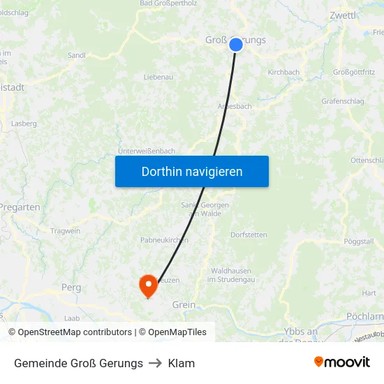 Gemeinde Groß Gerungs to Klam map