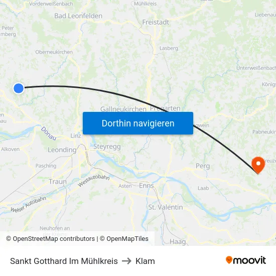 Sankt Gotthard Im Mühlkreis to Klam map