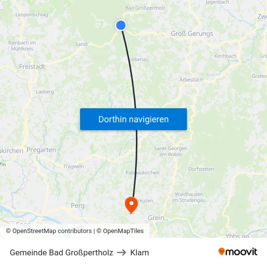 Gemeinde Bad Großpertholz to Klam map