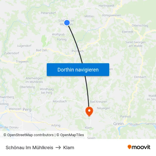 Schönau Im Mühlkreis to Klam map
