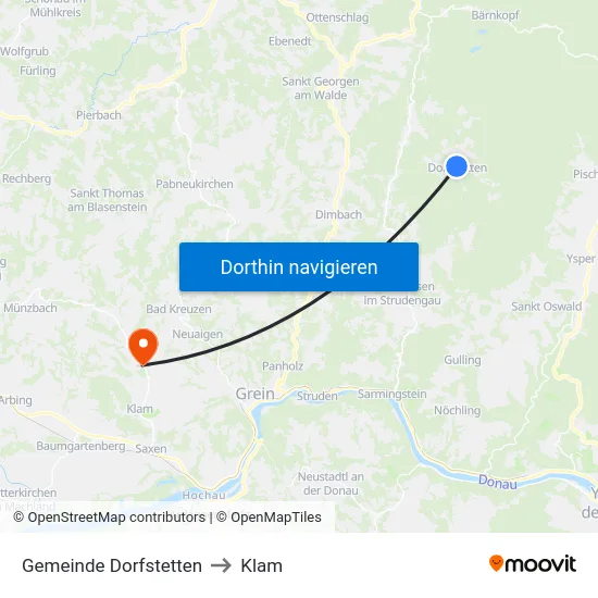 Gemeinde Dorfstetten to Klam map
