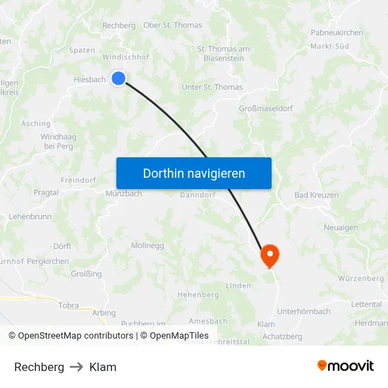 Rechberg to Klam map