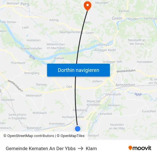 Gemeinde Kematen An Der Ybbs to Klam map