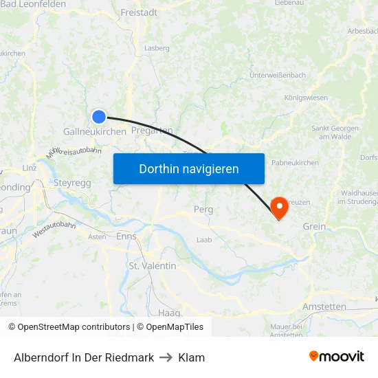 Alberndorf In Der Riedmark to Klam map