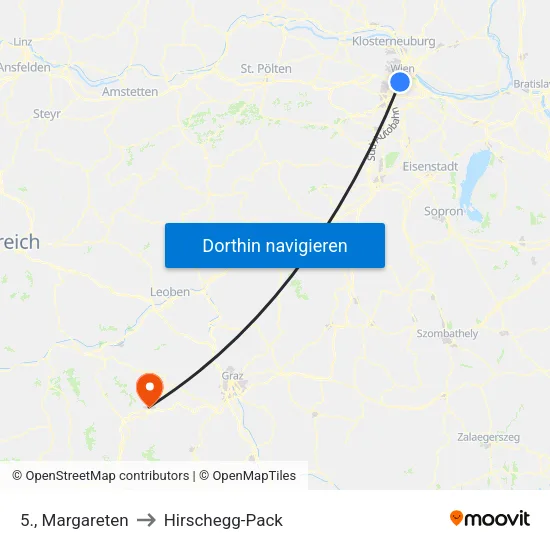 5., Margareten to Hirschegg-Pack map