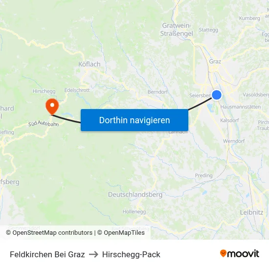 Feldkirchen Bei Graz to Hirschegg-Pack map
