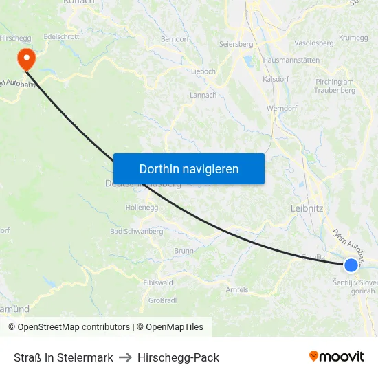 Straß In Steiermark to Hirschegg-Pack map