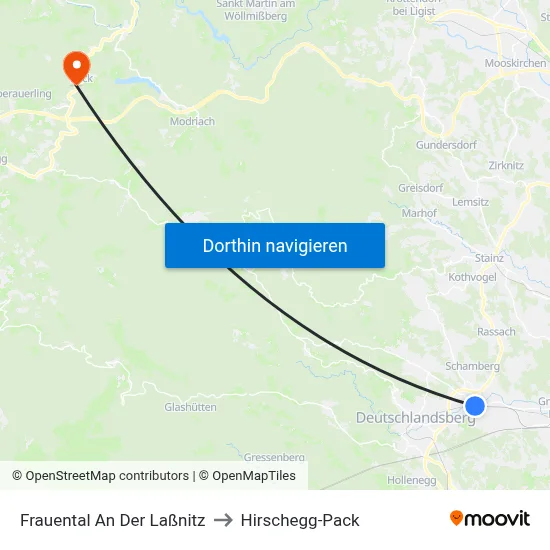 Frauental An Der Laßnitz to Hirschegg-Pack map