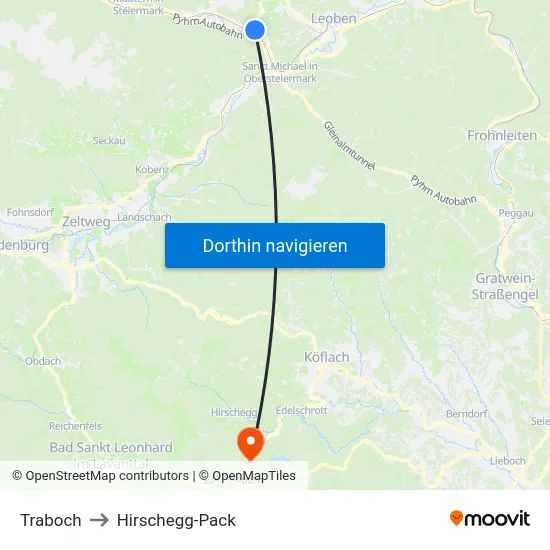 Traboch to Hirschegg-Pack map