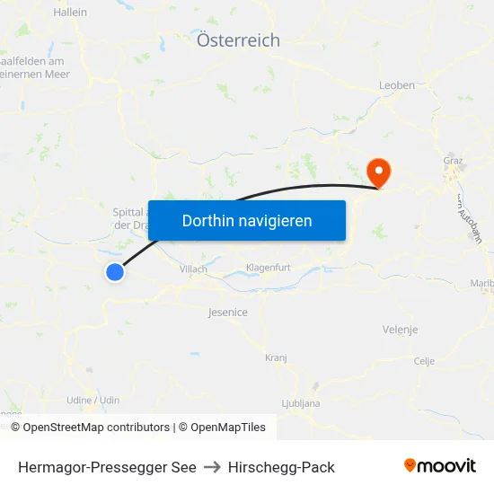 Hermagor-Pressegger See to Hirschegg-Pack map