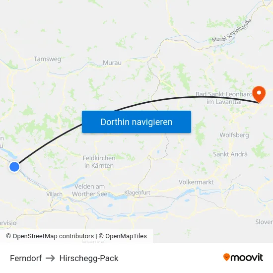 Ferndorf to Hirschegg-Pack map