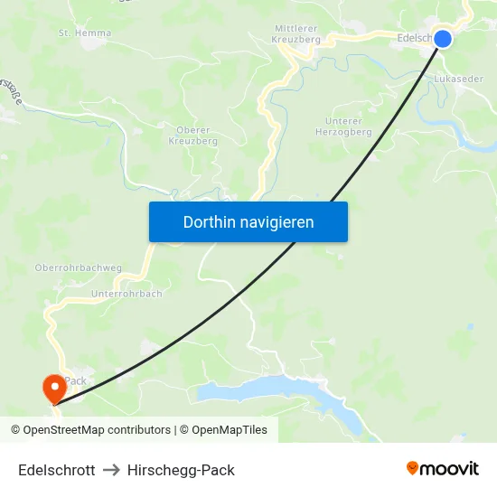 Edelschrott to Hirschegg-Pack map