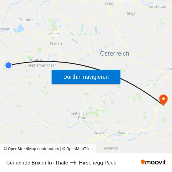 Gemeinde Brixen Im Thale to Hirschegg-Pack map