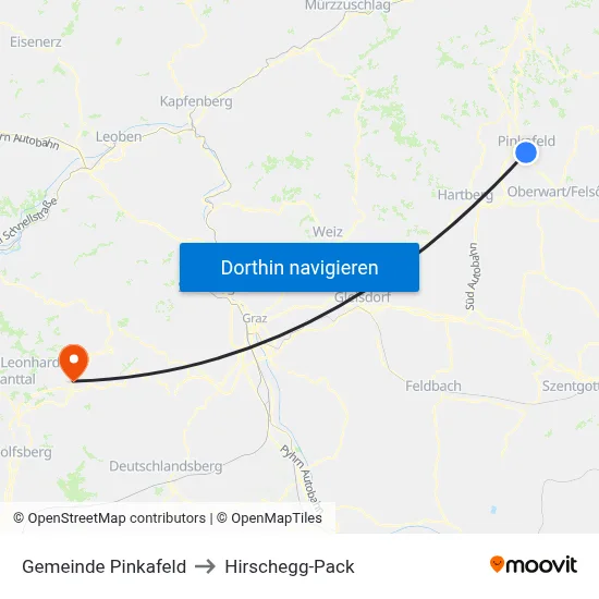 Gemeinde Pinkafeld to Hirschegg-Pack map