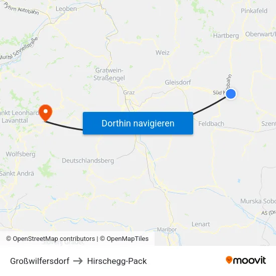 Großwilfersdorf to Hirschegg-Pack map