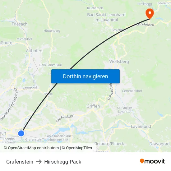 Grafenstein to Hirschegg-Pack map