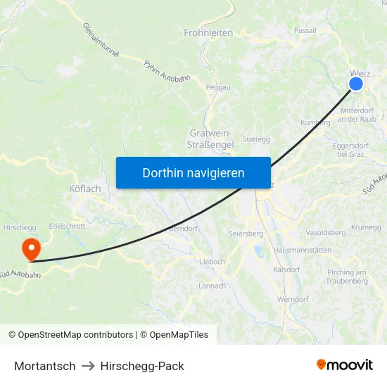 Mortantsch to Hirschegg-Pack map