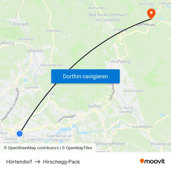 Hörtendorf to Hirschegg-Pack map