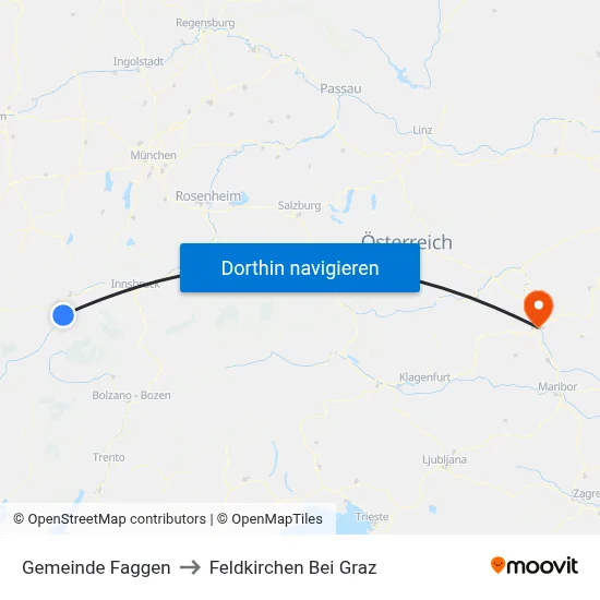 Gemeinde Faggen to Feldkirchen Bei Graz map