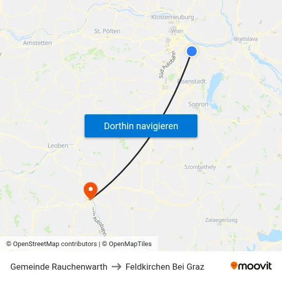 Gemeinde Rauchenwarth to Feldkirchen Bei Graz map