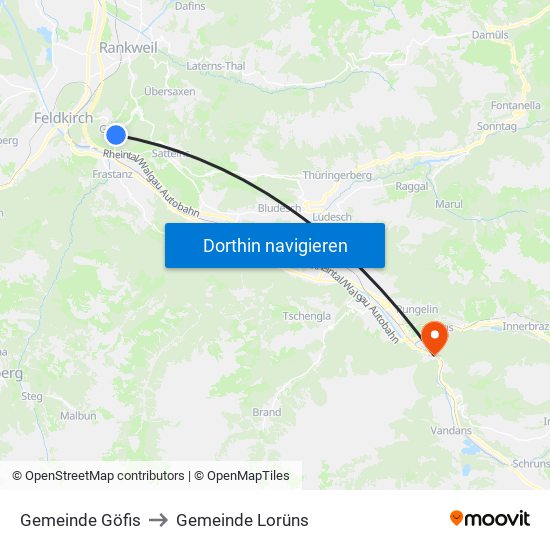 Gemeinde Göfis to Gemeinde Lorüns map