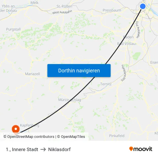 1., Innere Stadt to Niklasdorf map