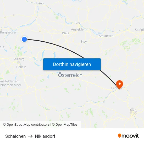 Schalchen to Niklasdorf map