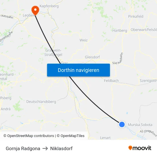 Gornja Radgona to Niklasdorf map