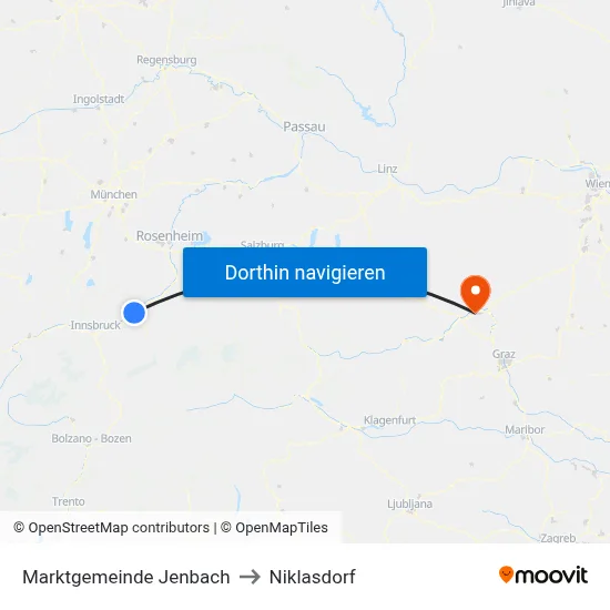 Marktgemeinde Jenbach to Niklasdorf map