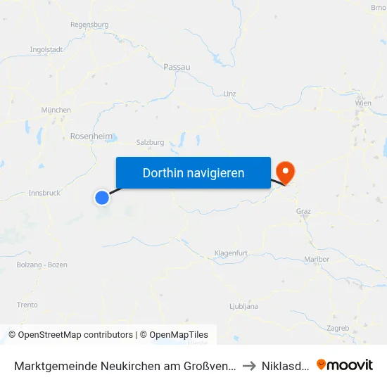 Marktgemeinde Neukirchen am Großvenediger to Niklasdorf map