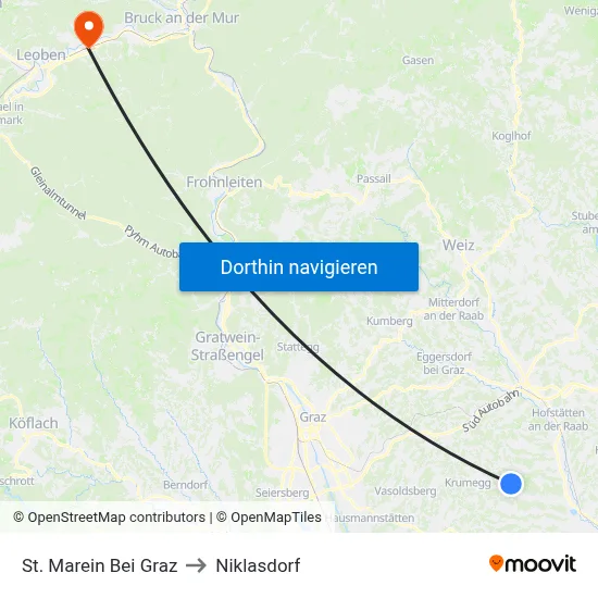 St. Marein Bei Graz to Niklasdorf map