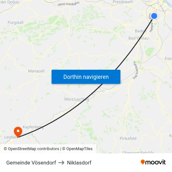 Gemeinde Vösendorf to Niklasdorf map