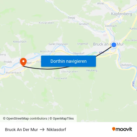 Bruck An Der Mur to Niklasdorf map