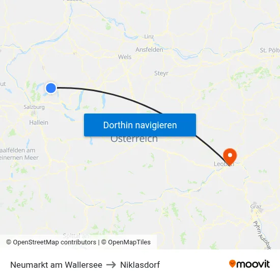 Neumarkt am Wallersee to Niklasdorf map