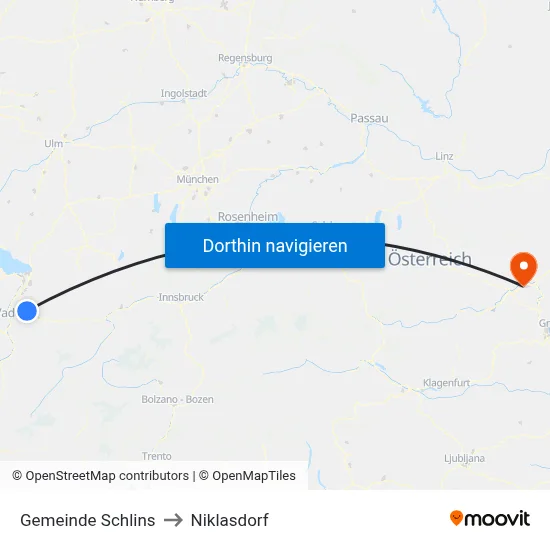 Gemeinde Schlins to Niklasdorf map