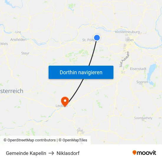 Gemeinde Kapelln to Niklasdorf map