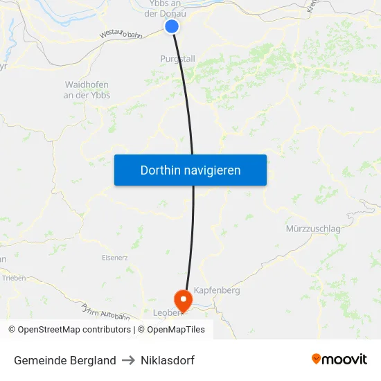 Gemeinde Bergland to Niklasdorf map