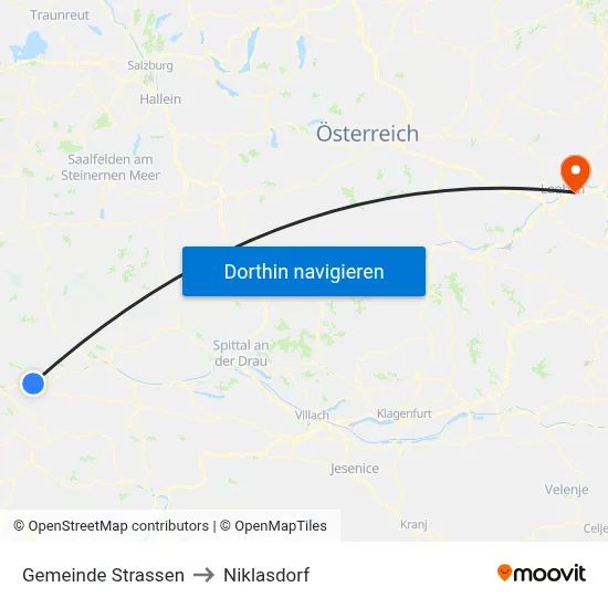 Gemeinde Strassen to Niklasdorf map