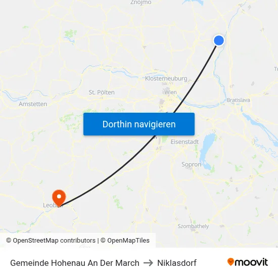 Gemeinde Hohenau An Der March to Niklasdorf map