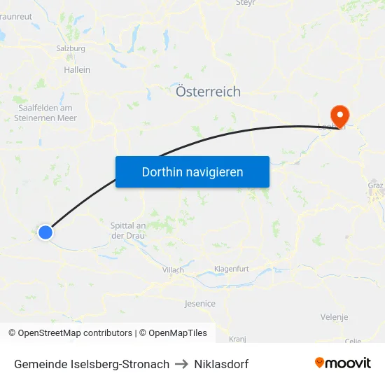 Gemeinde Iselsberg-Stronach to Niklasdorf map