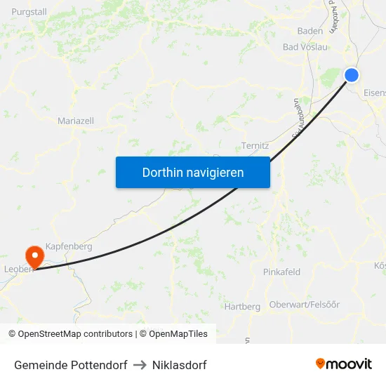 Gemeinde Pottendorf to Niklasdorf map