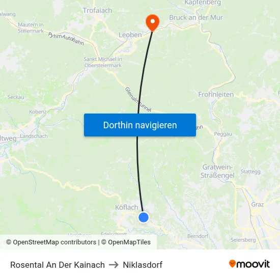 Rosental An Der Kainach to Niklasdorf map