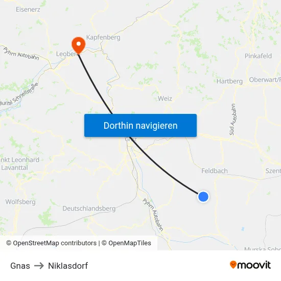 Gnas to Niklasdorf map