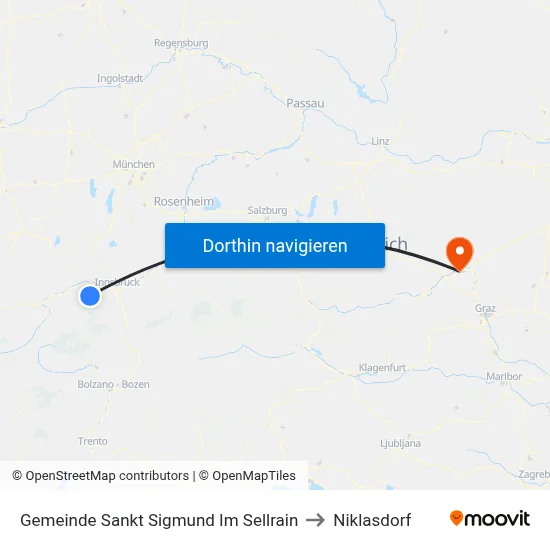 Gemeinde Sankt Sigmund Im Sellrain to Niklasdorf map
