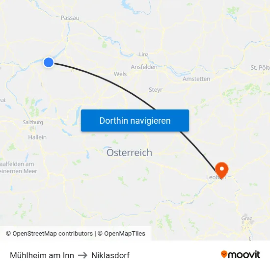 Mühlheim am Inn to Niklasdorf map
