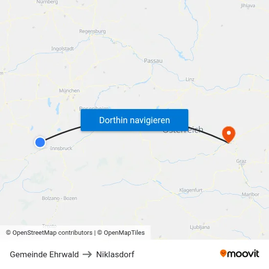 Gemeinde Ehrwald to Niklasdorf map