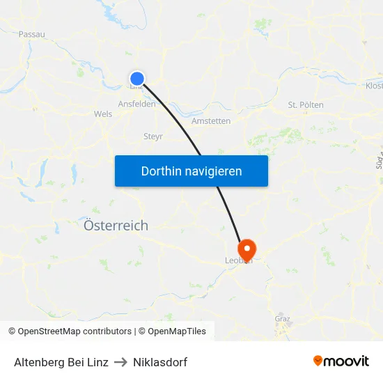 Altenberg Bei Linz to Niklasdorf map