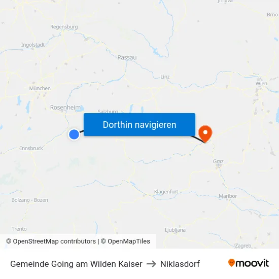Gemeinde Going am Wilden Kaiser to Niklasdorf map