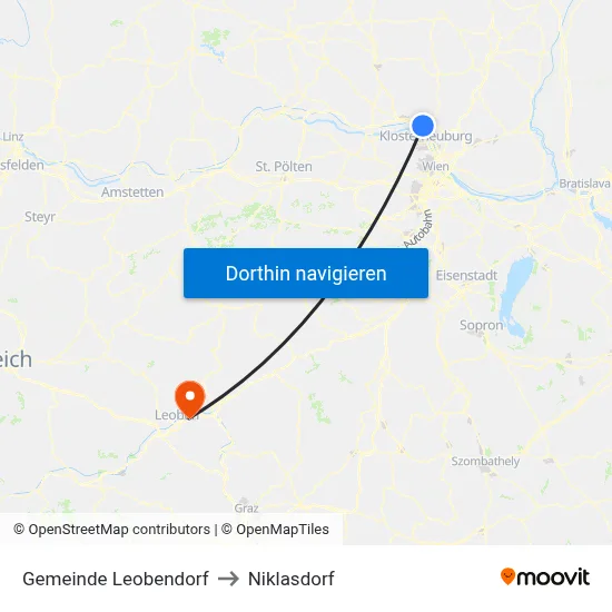 Gemeinde Leobendorf to Niklasdorf map