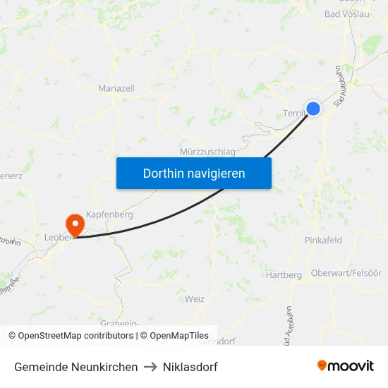 Gemeinde Neunkirchen to Niklasdorf map